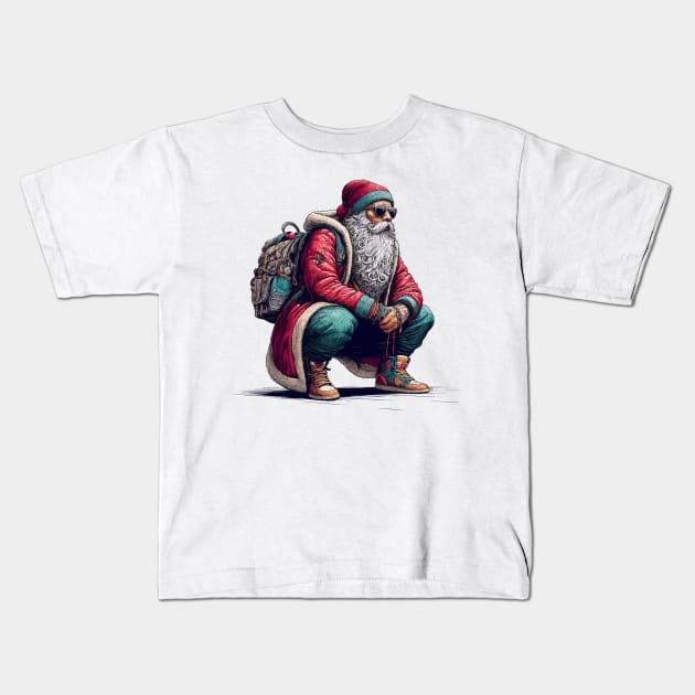 Retro Trendy Santa Claus Kids T-Shirt by TomFrontierArt